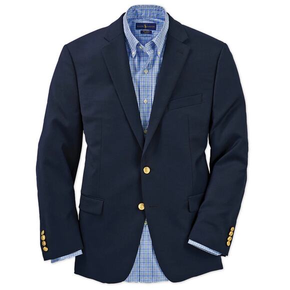 Lauren Ralph Lauren Mens Jacket 48R Navy Blue 100% Wool Gold Buttons Old Money - Picture 1 of 16